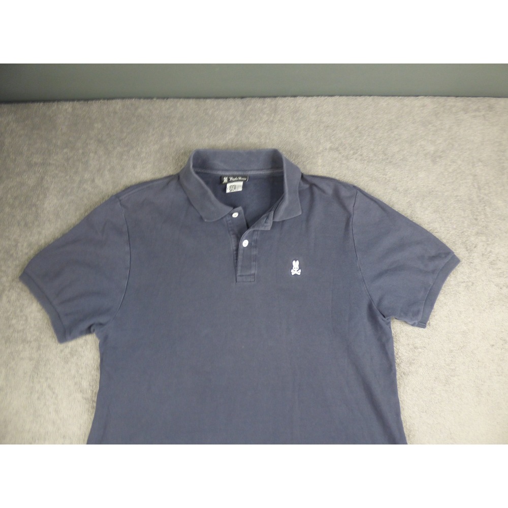 Psycho Bunny Robert Godley Mens Pima Cotton Polo Shirt Navy Blue Size 6 XL